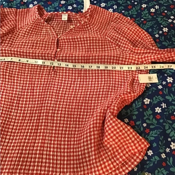 Women’s size large new with tags old Navy red and white gingham top/blouse - Picture 7 of 9